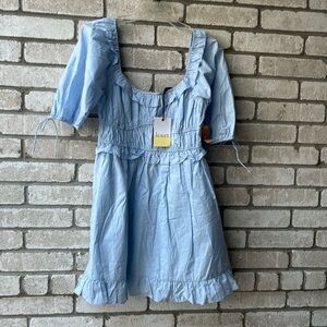 Kourt Sky Blue Ruffled Dress. Size M. NWTGS